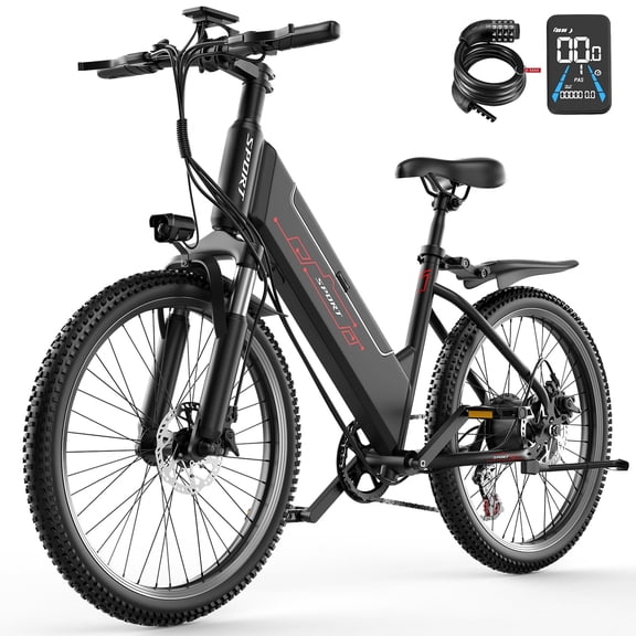 GWEIT Electric Bike for Adults, 750W Peak Ebike with 48V 10.4Ah Removable Battery, Up to 20MPH 55 Miles, 26 inch Adult Electric Bicycles , Step-Thru E-Bike for Adult