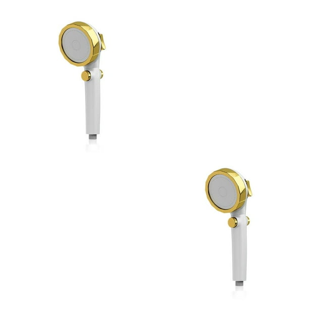 Advancent Cabezal de ducha, parada de una tecla, alta presión, 3 modos, boquilla de pulverización de agua de lluvia ajustable, accesorio de baño para Oro blanco 2piezas Advancent CBP163044