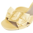 thumbnail image 3 of FSJ Women Open Toe Crystal Chunky High Heel Bow Sandals Adjustable Buckle Ankle Strap Satin Pumps Evening Party Dance Wedding Shoes Size 7.5 Yellow, 3 of 4