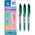 thumbnail image 1 of Pilot Frixion Heat/Friction Erasable Rollerball Pen FR7 - 0.7mm Nib - Wallet of 3 - Green Ink, 1 of 5