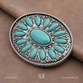 thumbnail image 6 of Western Oval Belt Buckle, Turquoise Flower Design, Fits 1.5 Inch Belts HRBK T6339, 6 of 7