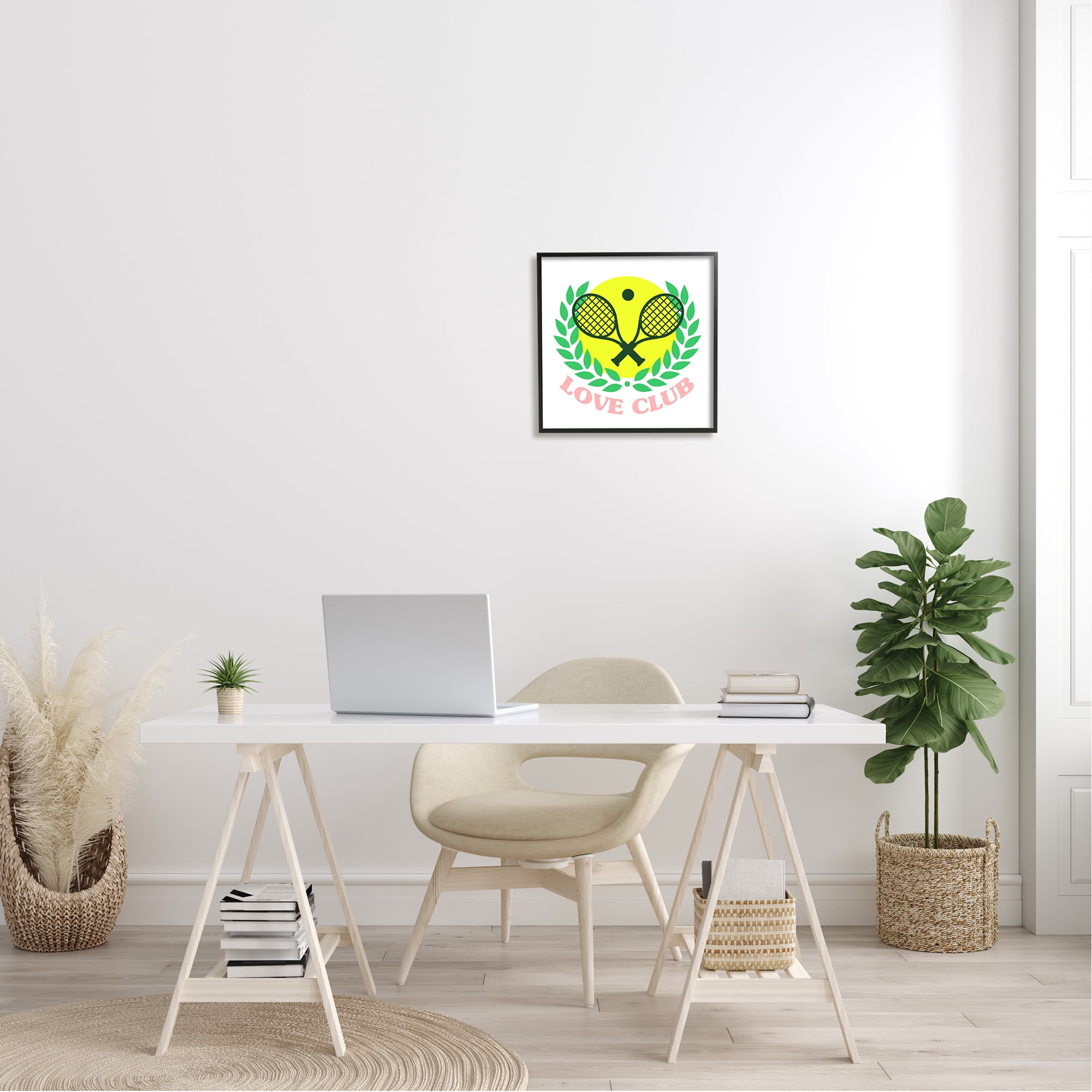 Stupell Love Club Tennis Rackets Sports Sports Painting Black Framed Art Print Wall Art