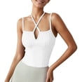 thumbnail image 1 of Camiseta sin mangas con doble tirante acanalada para mujer: prenda informal para el verano, corte corto, tejido elástico suave, lavable a máquina., 1 of 5