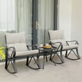 thumbnail image 3 of VENTOPYR 3 Piece Rocking Chair Bistro Set, Patio Outdoor Furniture w Cushions, Glass-Top Table, 3 of 7