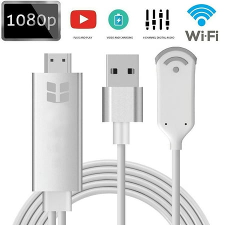Silver Cordless Receivers Wireless HDMI Dongle, Mini Wireless Display WLAN Receiver Support 1080P Full HD & AV Dual Output Display Airplay Receiver for iOS iPhone iPad/Android Smartphones/ Windows/ Macbook (S8 plus), I5978 ()