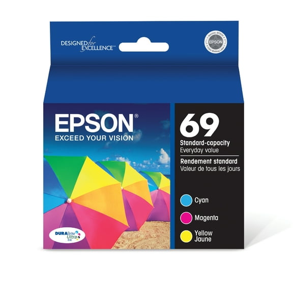 Epson T069520 (69) DURABrite Ink, Cyan/Magenta/Yellow, 3/PK