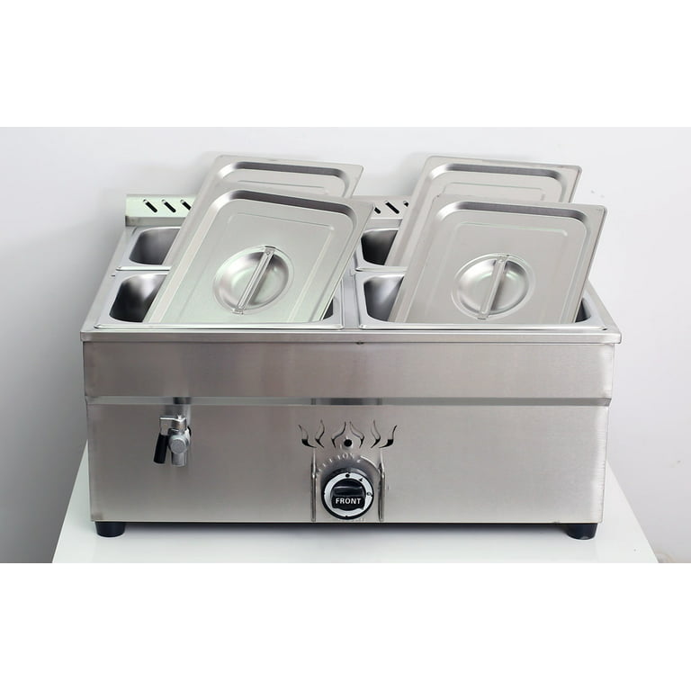 Loyalheartdy Commercial Bain Marie Buffet Food Warmer 4 Pan Stainless Steel  Steam Table w/Temperature Control for Catering 850W