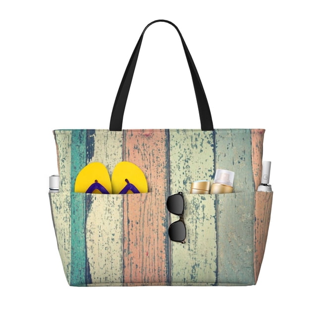 Easygdp Hardwood Bolsa de Viaje de Playa de Gran Capacidad, Bolsa Tote Perfecta para la Playa, Escapadas de Fin de Semana y Viajes