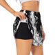 thumbnail image 1 of Balery Skeleton Wave Artwork Pantalones cortos deportivos para mujer con forro y dos bolsillos, elásticos, para entrenamiento, gimnasio, yoga-Small, 1 of 7