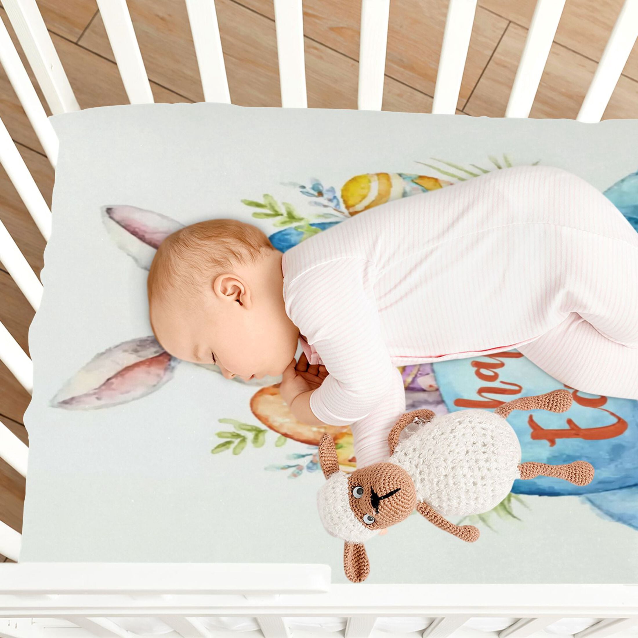 Baby Essentials 52”x 28”- Standard Cotton-like Modal Elastic- The Joyous Easter Festival Design Crib Sheets for Newborns and Toddlers