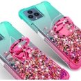 thumbnail image 4 of Compatible for T-Mobile REVVL 6 5G Case Ring Kickstand Liquid Quicksand Glitter Case Clear Bling Diamond Shock Protective Cover for Girls Women - Teal/Pink, 4 of 5