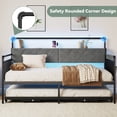 thumbnail image 6 of Pikvki Daybed with Charging Station & Side Pocket, Pop-upTrundle with Upholstered Storage Headboard, LED Light, Metal Twin Sofa Bed for Living Room/Bedroom, Gray, 6 of 12