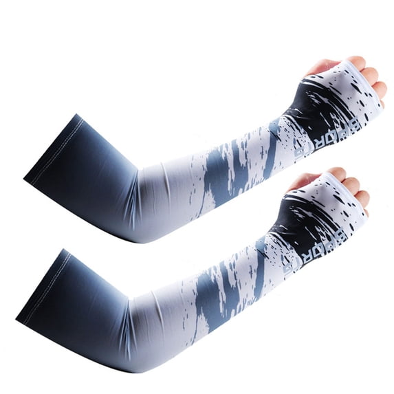 AURIGATE Plus Size Arm Sleeves Athletic Sleeves UV Compression Sleeve Ice Silk Cooling Camo Sleeves Sun Protection Sleeves for Running Baseball for Men Women