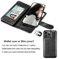 thumbnail image 6 of iphone 15 Phone Case, Leather Wallet Case for Apple iphone 15, Ebizware Credit Card Cash Holder Folio Flip [Detachable] Kickstand Magnetic Cover & Lanyard for Women Men [Black], 6 of 8