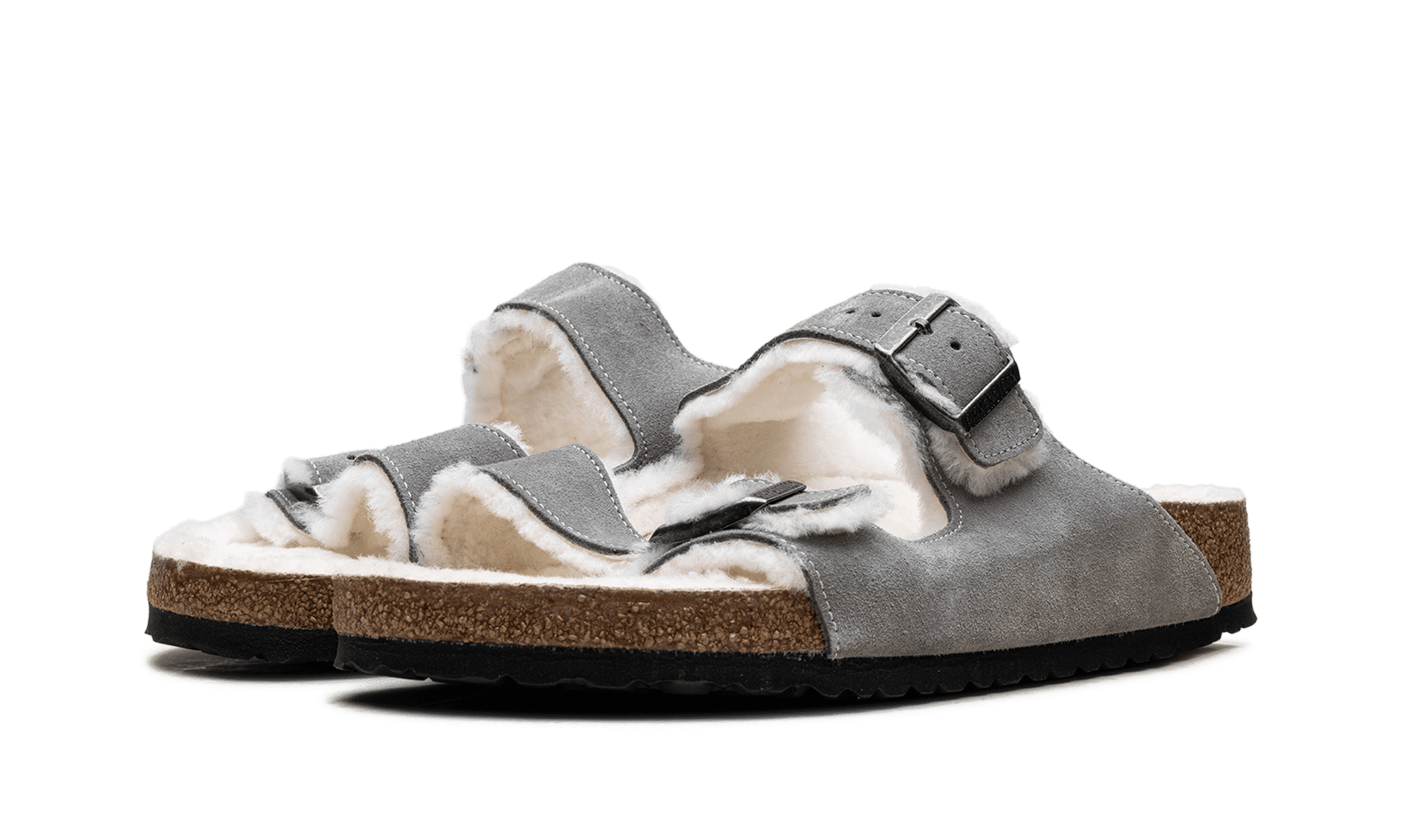BIRKENSTOCK MENS Arizona Shearling "Stone Coin - Wide Fit" 1017402 Stone Coin 1017402 Stone Coin from Stadium Goods
