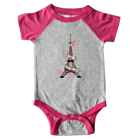

Inktastic Eiffel Tower in Paris with Flowers and Pink Banner Gift Baby Boy or Baby Girl Bodysuit