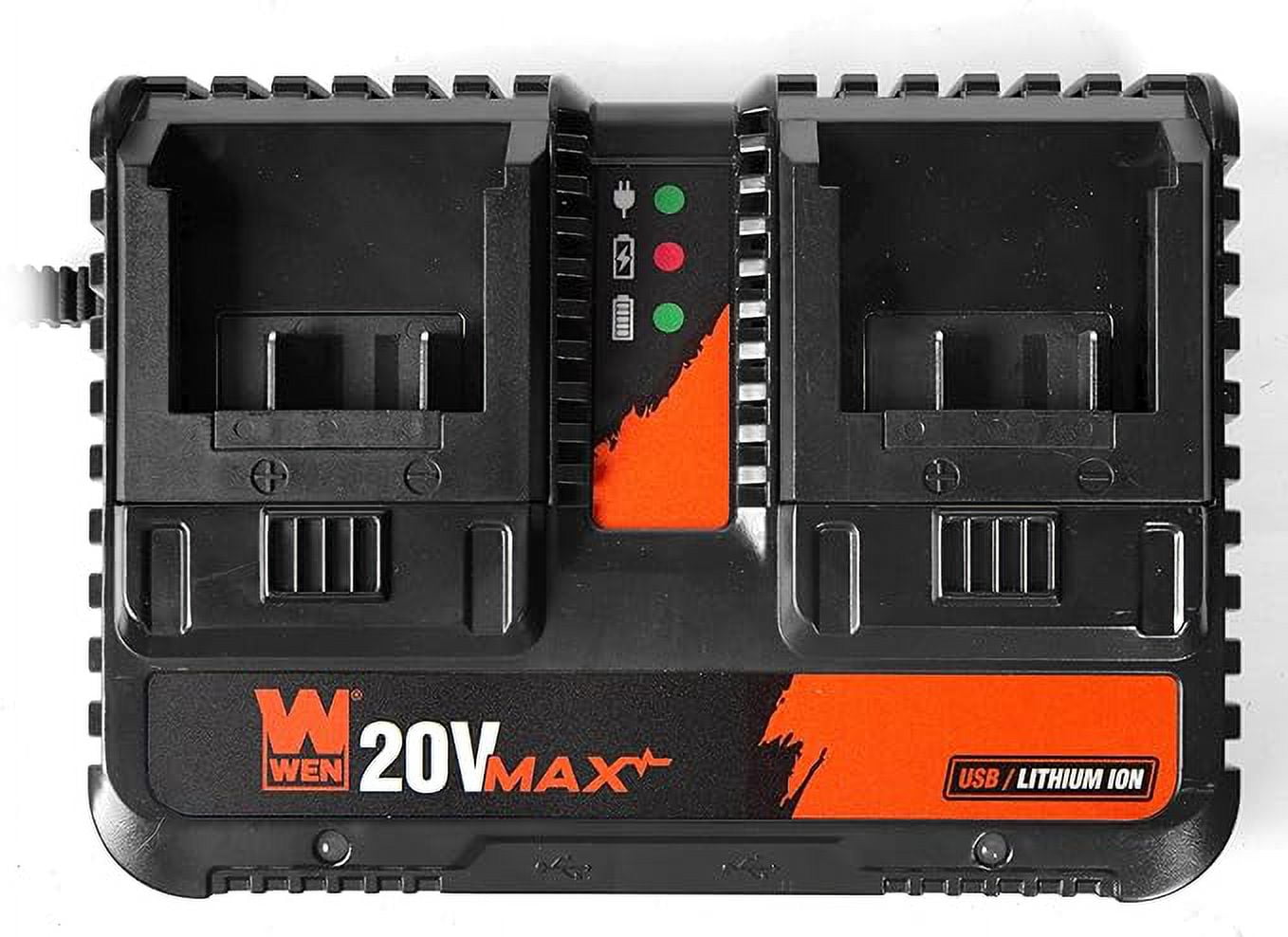 WEN 20V Max 2.3-Amp Dual Port Lithium-Ion Battery Charger with USB Ports
