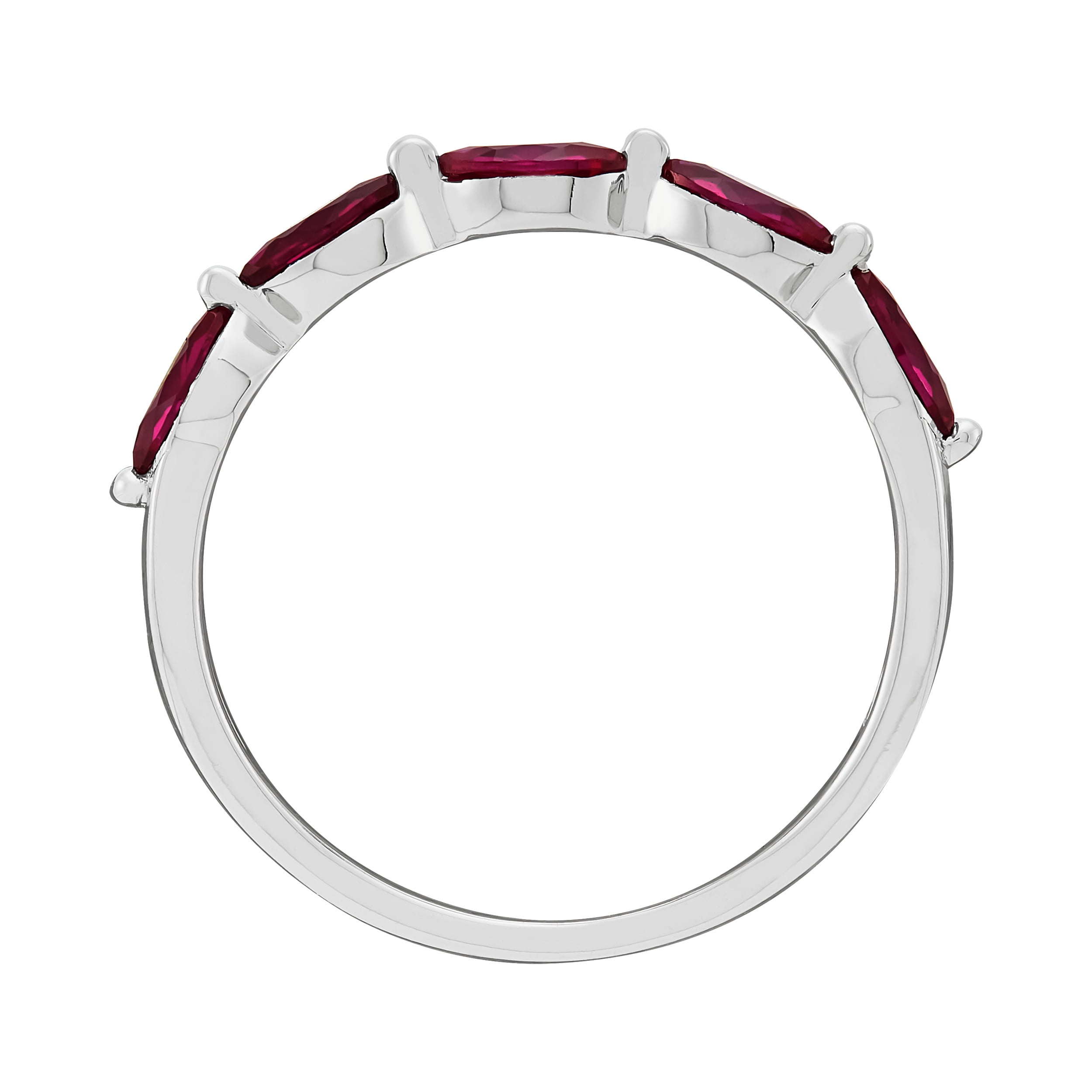 Brilliance Fine Jewelry Created Ruby Marquise Band Ring in Sterling Silver