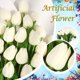thumbnail image 1 of Tulipanes artificiales decorativos Huayishang en liquidación, 10 unidades, color blanco cremoso. Imitaciones para el hogar. 10 unidades de flores artificiales., 1 of 4