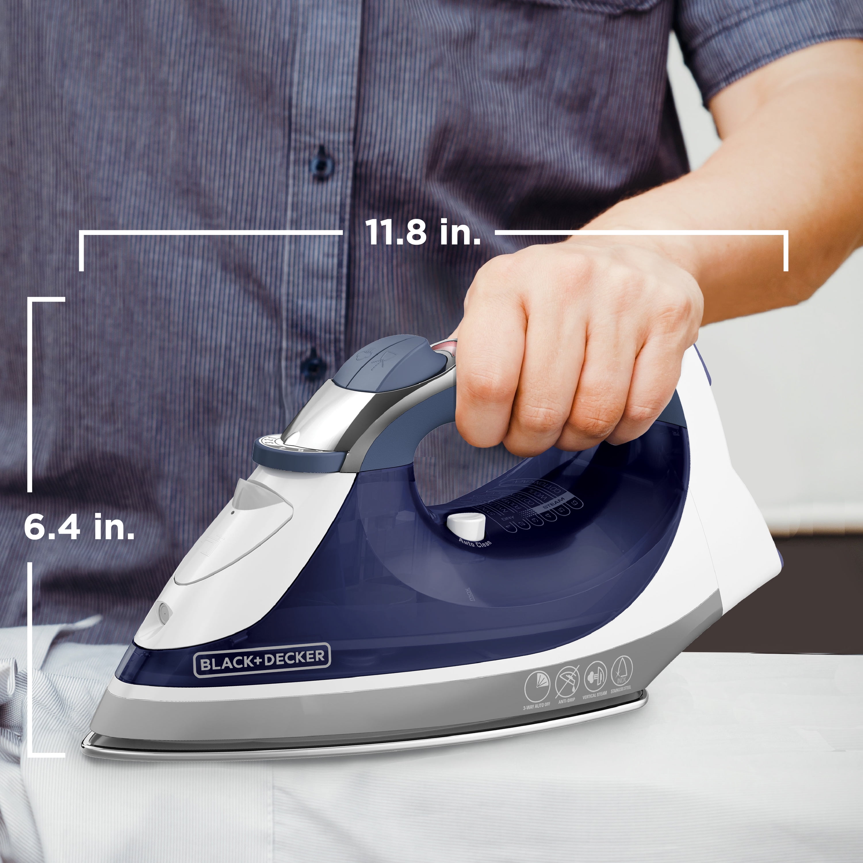 Light Blue Black & Decker Pro Xpress Clothes Iron Steamer