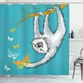 thumbnail image 1 of Ambesonne Sloth Shower Curtain, Sketchy Sloth Butterflies, 69"Wx84"L, Teal Pale Grey Orange, 1 of 3