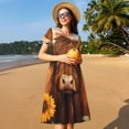 thumbnail image 4 of Haiem Countryside Sunflower Cow Pattern Women's Short-Sleeve Scoop Neck Swing Dress, 4 of 6