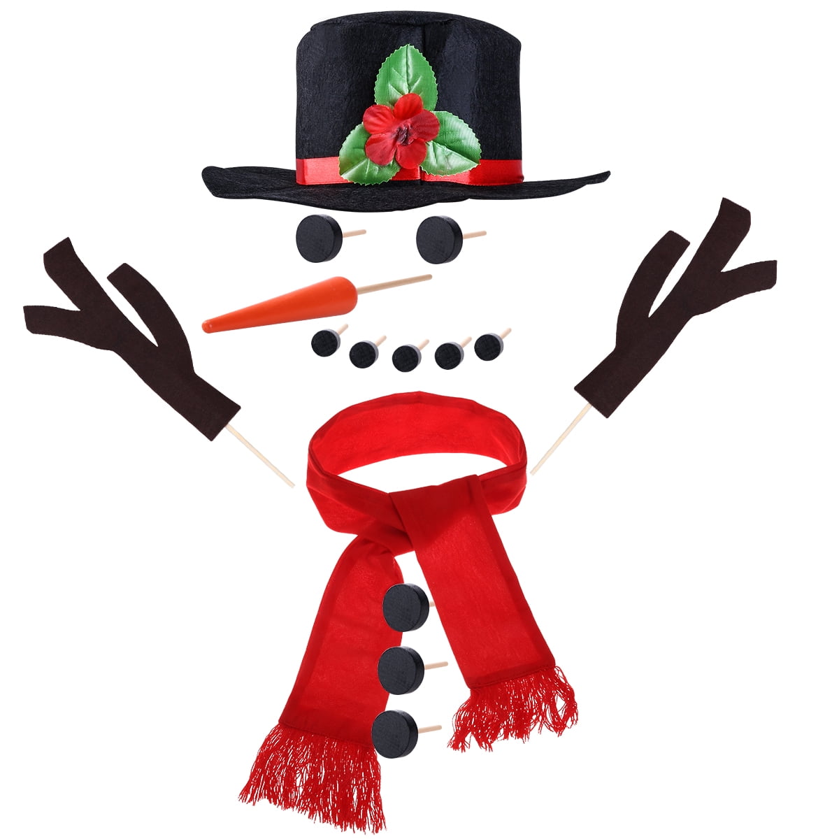 15PCS Snowman Kit Snowman Decorating Dressing Kits Winter Holiday Decor
