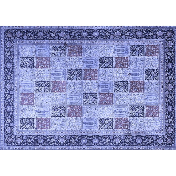 Ahgly Company Machine Washable Indoor Rectangle Persian Blue Traditional Area Rugs, 3' x 5'