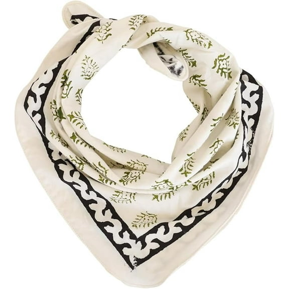 Indian Handmade Block Printed Bandanas Fow women Floral Lightweight Pure Cotton Head Scarfs 21x21 inch