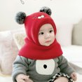 thumbnail image 5 of Conjunto de bufandas cálidas para bebé, gorro de invierno de punto, orejeras con capucha y forro polar, color burdeos, 5 of 5