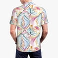 thumbnail image 3 of Balery Abstract Marble Texture Printed Men’s Short Sleeve Polo Shirt, Midweight Men's Shirt,Golf Polo shirts -, 3 of 8