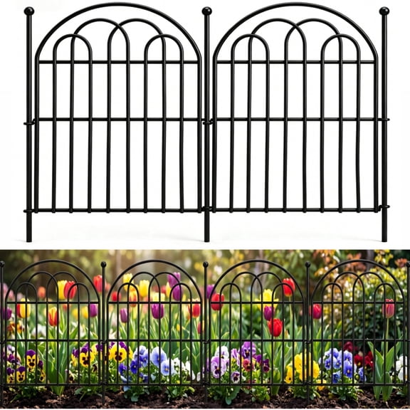 10 Pack Decorative Garden Fence , Rustproof Metal No Dig Arched Garden Border Fencing with Stakes, Small Animal Barrier Flower Bed Fence for Yard Patio Outdoor Decor