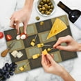 thumbnail image 4 of Board Game Cutting Board, Checkered Squares Pattern with Wooden Effect Chess Board Illustration, Decorative Tempered Glass Cutting and Serving Board, in 3 Sizes, by Ambesonne, 4 of 5