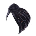 thumbnail image 5 of Turbante Nudo Pre-Atado Qarigey con cuentas de Gamuza Negro 2piezas, 5 of 5