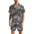 thumbnail image 1 of PRIYAL Grey Hunting Camouflage Pattern Mens Short Sleeve Pajama Set Satin Silk Sleepwear 2 Piece Pjs Loungewear, 1 of 6