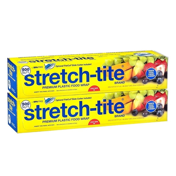 Stretch-Tite Plastic Food Wrap, 500 sq ft, Pack of 2 (NO SHIP TO CA)