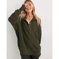 thumbnail image 4 of PRETTYGARDEN Womens Fashion Oversized Long Sleeve Hoodie Button Down V Neck Sweatshirt Side Slit Casual Pullover Tops, 4 of 9
