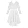 thumbnail image 5 of Zaldita Kids Flower Girl Lace Chiffon Dress Long Sleeve High-Low Hem Junior Bridesmaid Dresses Ivory 10, 5 of 7