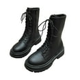 thumbnail image 6 of Dakaela Platform Combat Boots for Women Fashion Lace up Wide Mid Calf Booties Fall Winter Lug Sole Riding Ankle Boot Black 8.5, 6 of 8