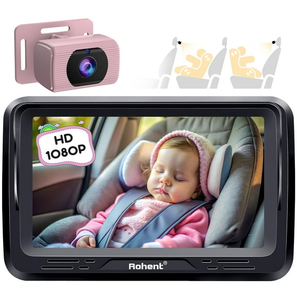 Cámara de coche para bebés Rohent Pink 1080P HD con visión nocturna 360°