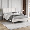 thumbnail image 1 of Upholstered Platform Bed Frame Twin Size with Headboard,Mattress Foundation Strong Wooden Slats Support No Box Spring Needed Easy Assembly Light Grey, 1 of 2