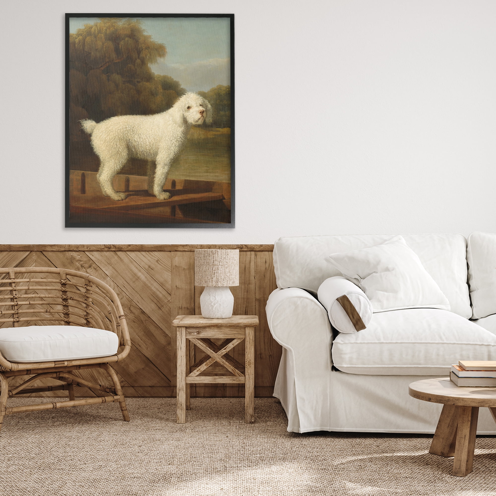Stupell Industries White Poodle in a Punt Black Framed Giclee Art, design by Tina LeCour
