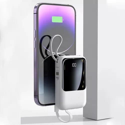 Power bank banco de energía portátil 20,000 mAh luz LED pantalla digital blanco