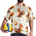 thumbnail image 4 of Squirrel Men's Short Sleeve Hawaiian Beach Poplin Shirt Casual Printed Button Down Summer Unisex Shirt, 4 of 6