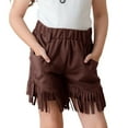 thumbnail image 1 of LIJCC Kids Girls Faux Suede Fringe Shorts Tassel Retro Solid Color Rodeo Performance Costume Shorts with Pockets, 1 of 4