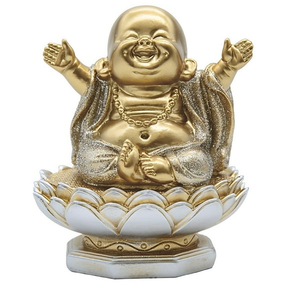 FC Design 4.75"H Gold and Silver Maitreya Buddha on Lotus Seat Happy Buddha Figurine Statue Sculpture Ornament Decoration Home/Room Decor and Unique Gift Ideas