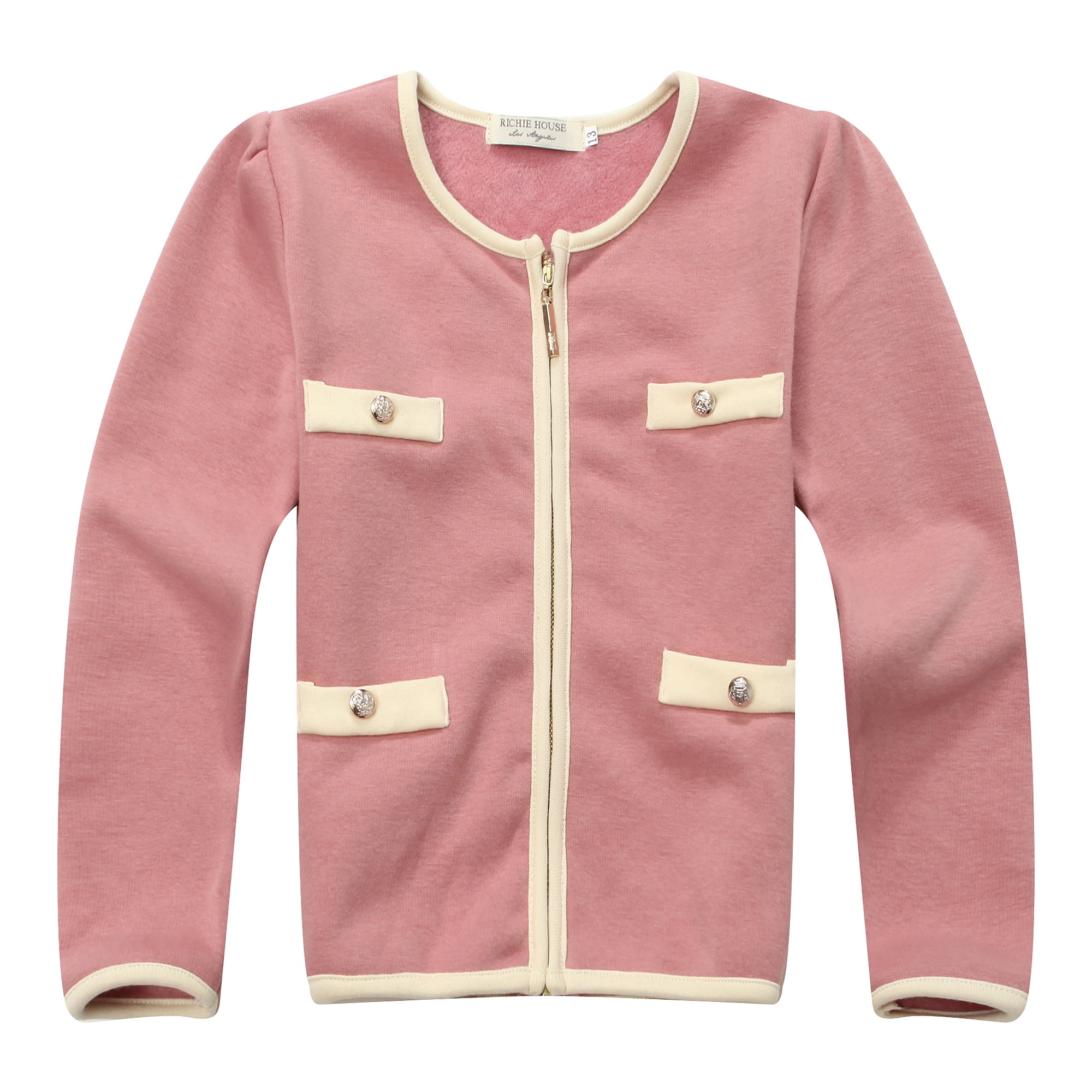 Richie House Girls' Sweet Coat with Fake Pockets RH1286