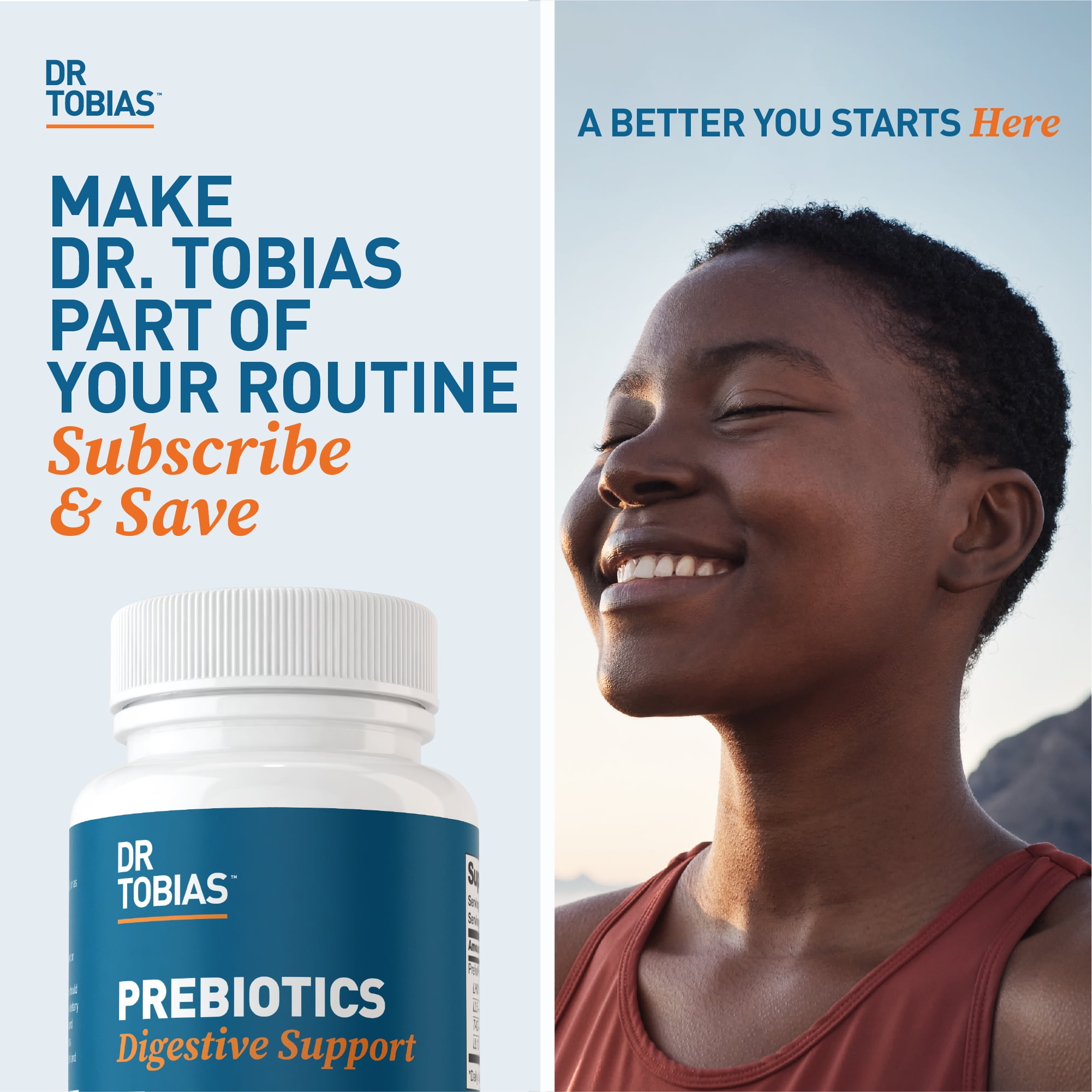 Dr. Tobias Prebiotics Digestive Support, Advanced Prebiotic Supplement for Gut Health, Immune Function & Boost for Probiotics for Women & Men, Vegan, Non-GMO, 60 Capsules, 60 Servings