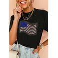 thumbnail image 2 of Women's Black Rhinestone American Flag Casual Round Neck Tee | [ZhiHiMeRi] | (US 20-22)2XL, 2 of 7