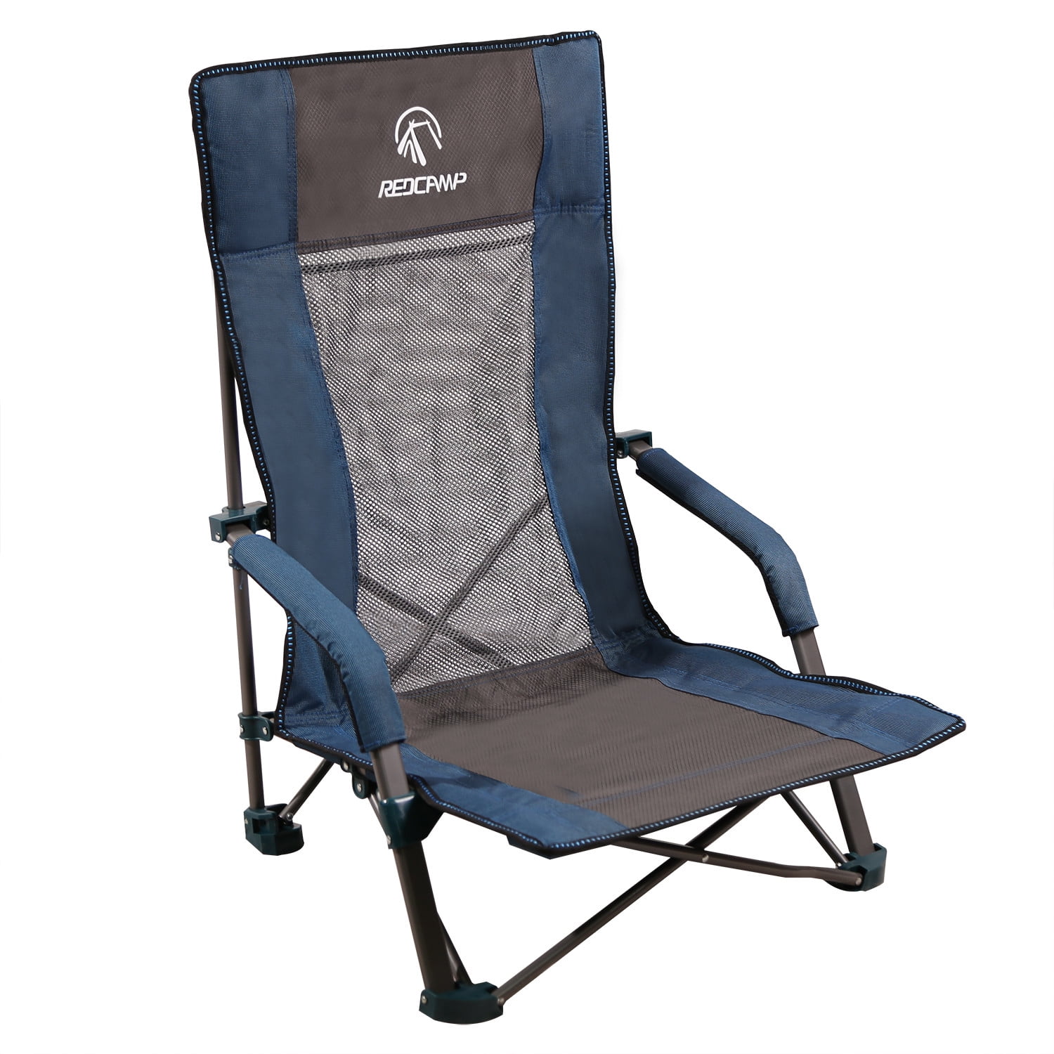 REDCAMP Low Beach Chair Folding Lightweight with High Back, Portable Outdoor Concert Chair for 
